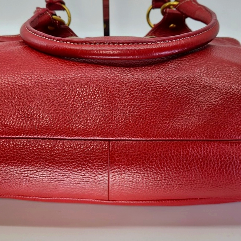 Vera Pelle Red Leather Shoulder Handbag with leather pouch - Picture 4 of 8